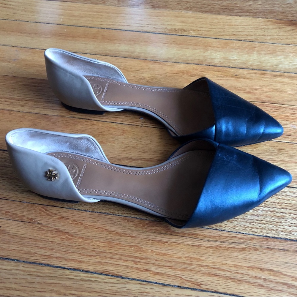 Tory Burch tan and black flats